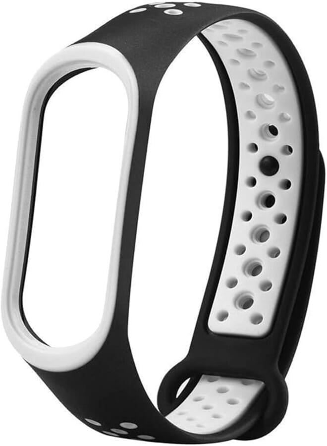 HUMBLE Premium Soft Silicone Mi Band 4 Strap Waterproof Compatible with Xiaomi Mi Band 4 & Mi Band 3 Strap, (White & Black)